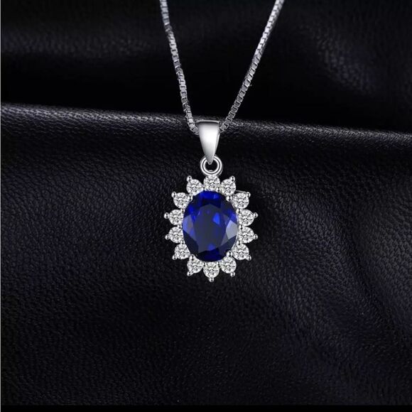 Host Pick 🥳2.6 Carat Swiss Sapphire Sterling Silver Necklace - Picture 5 of 11